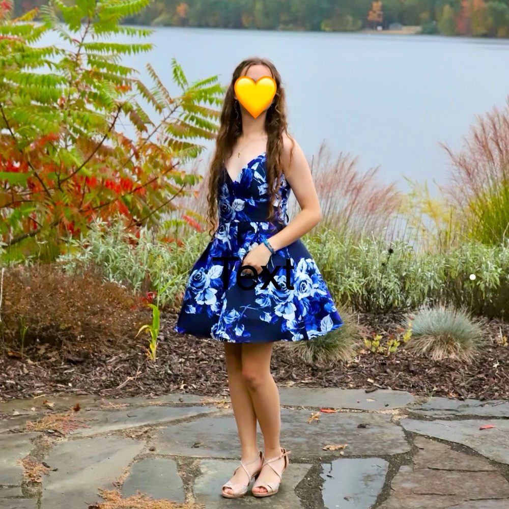 Homecoming Windsor blue floral dress, full skirt, size 5